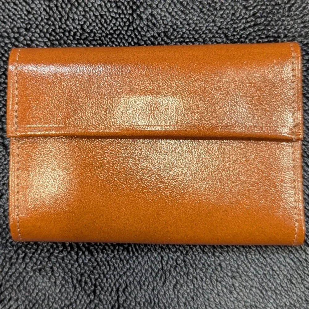 Vintage Swank Polished Cowhide Leather 6-Hook Key Case Wallet Cognac Brown NWOT